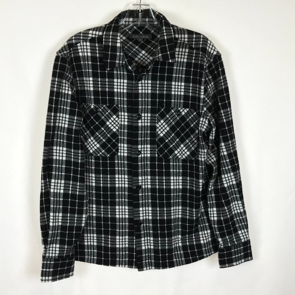 Slate & Stone Plaid Button Down Heavy Flannel Top